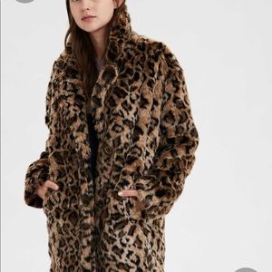 Faux Fur Leopard Print Coat